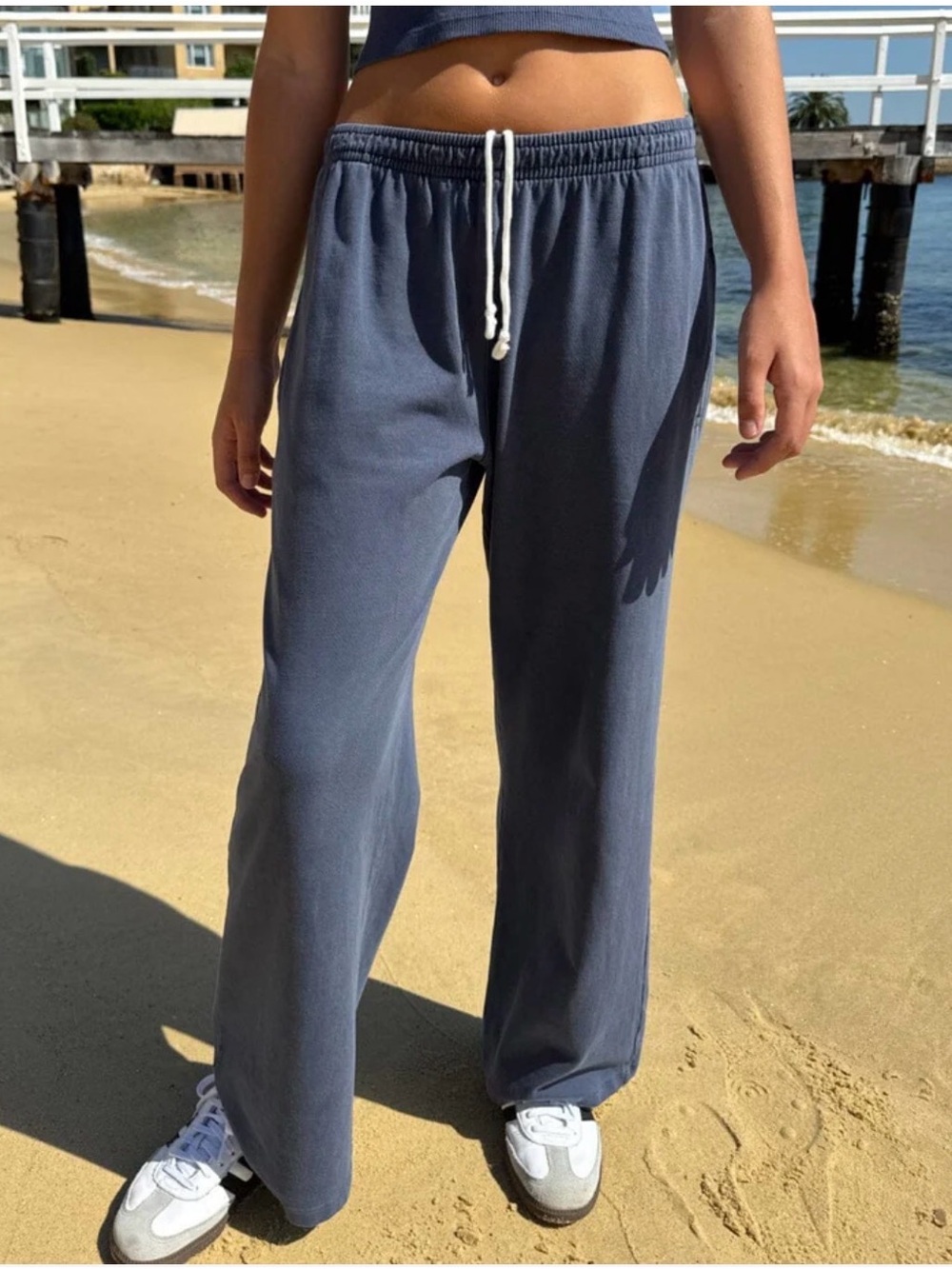 Brandy Melville Anastasia Relaxed Drawstring Pants in Slate Blue S